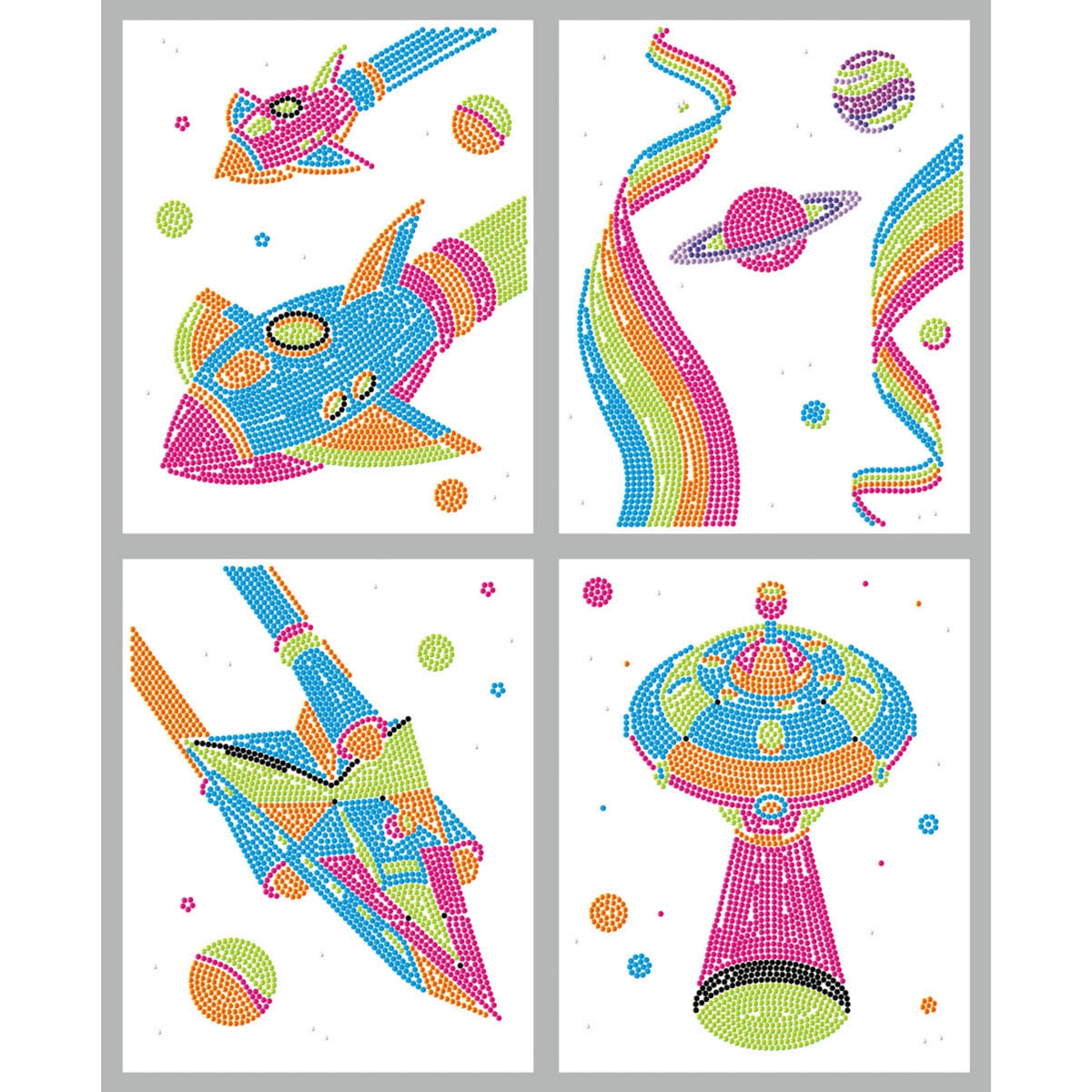Diamond Dotz Neon Flock Black Set – Neon Space – 4 Pack (20 x 25cm)
