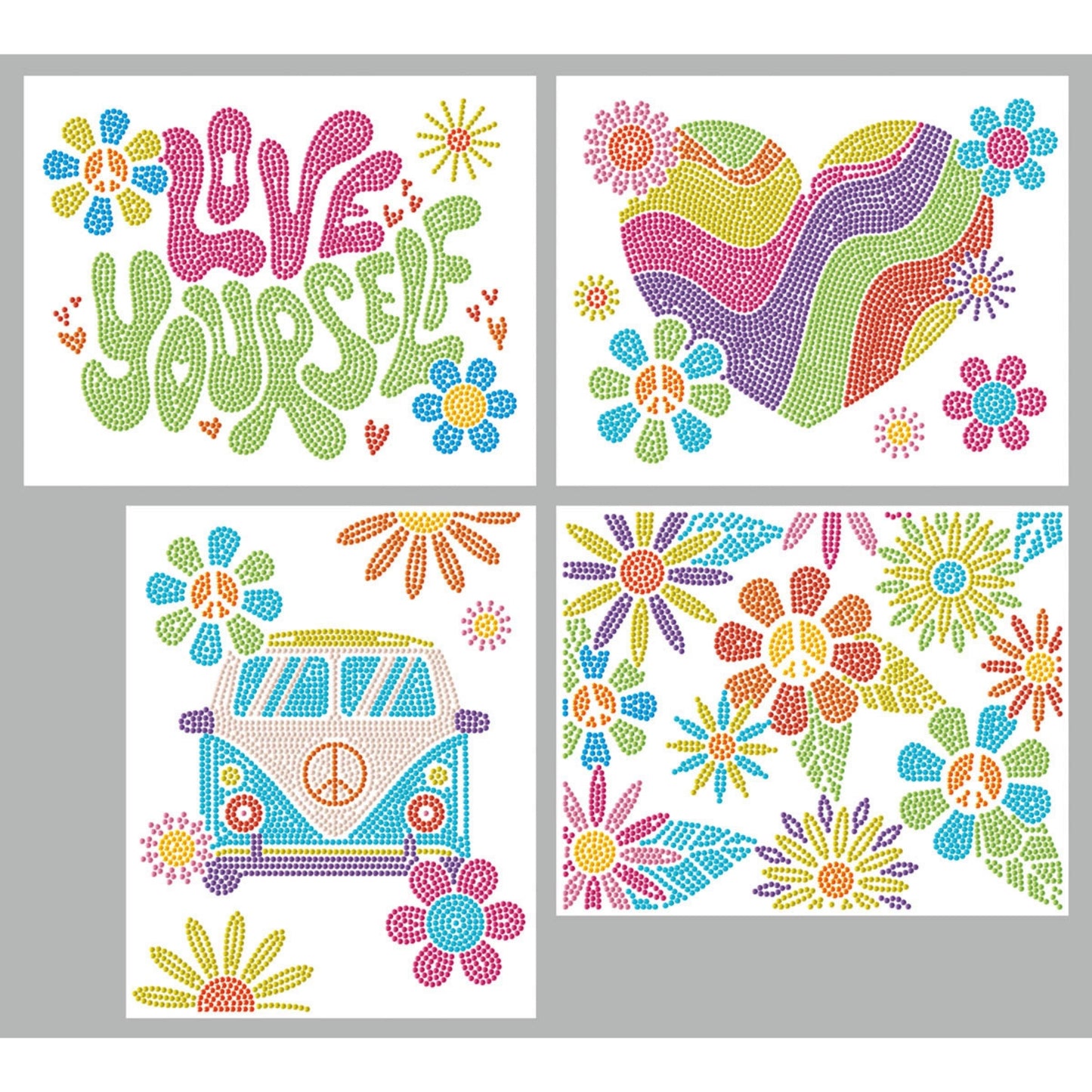 Diamond Dotz Neon Flock Black Set – Neon Peace & Love – 4 Pack (20 x 25cm)