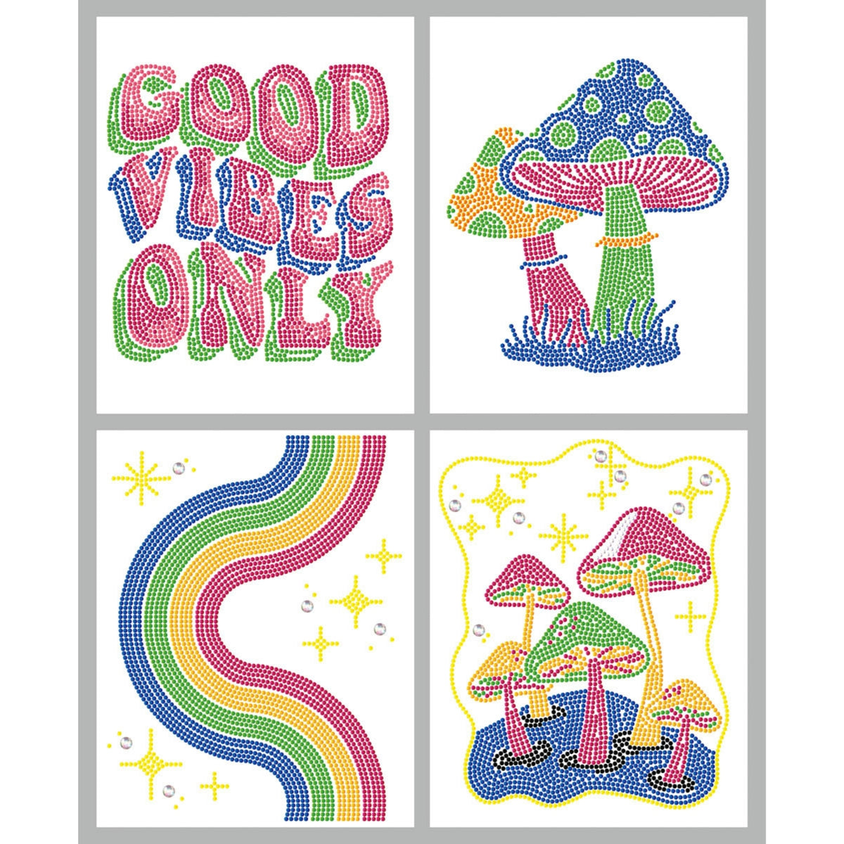 Diamond Dotz Neon Flock Black Set – Neon Good Vibes – 4 Pack (20 x 25cm)