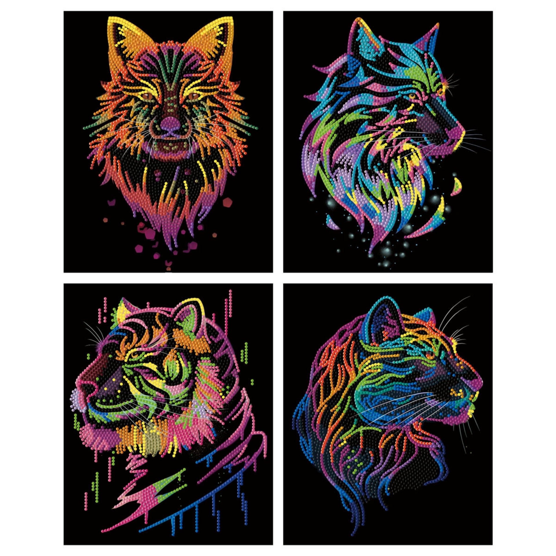Diamond Dotz Neon Flock Black Set – Wild Neon – 4 Pack (20 x 25cm)