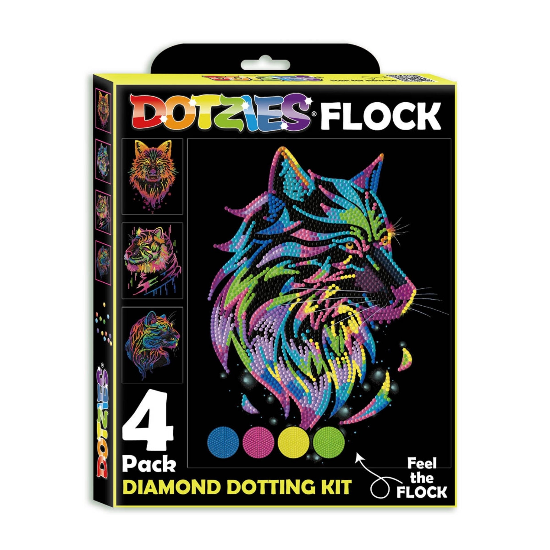 Diamond Dotz Neon Flock Black Set – Wild Neon – 4 Pack (20 x 25cm)