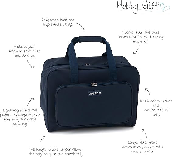 Hobby Gift Plain Sewing Machine Bag – Universal Fit | Padded & Water-Resistant Carry Case with Front Pocket