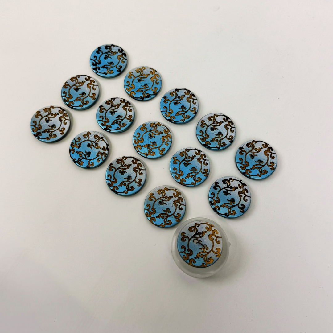 Coco Print 25mm buttons - Blue 15pieces