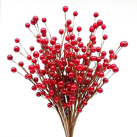 Occasions Berries Red Small 1 bunch of 12 berries, 10mm