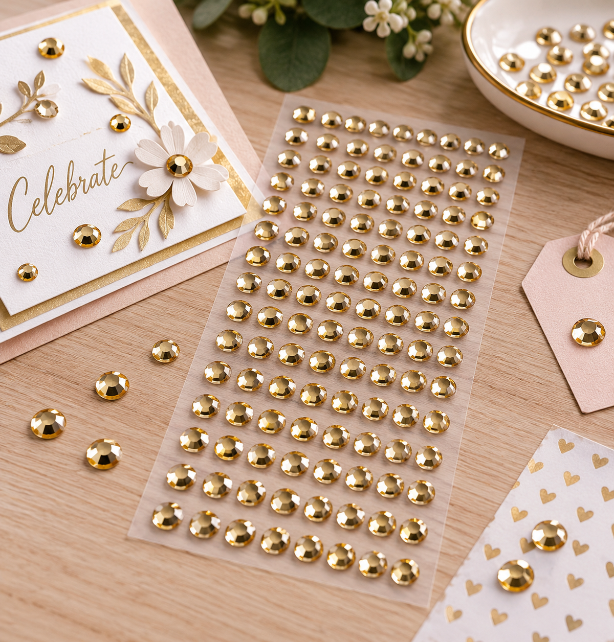 Simply Creative 10mm Gems - Gold - 120 Pieces