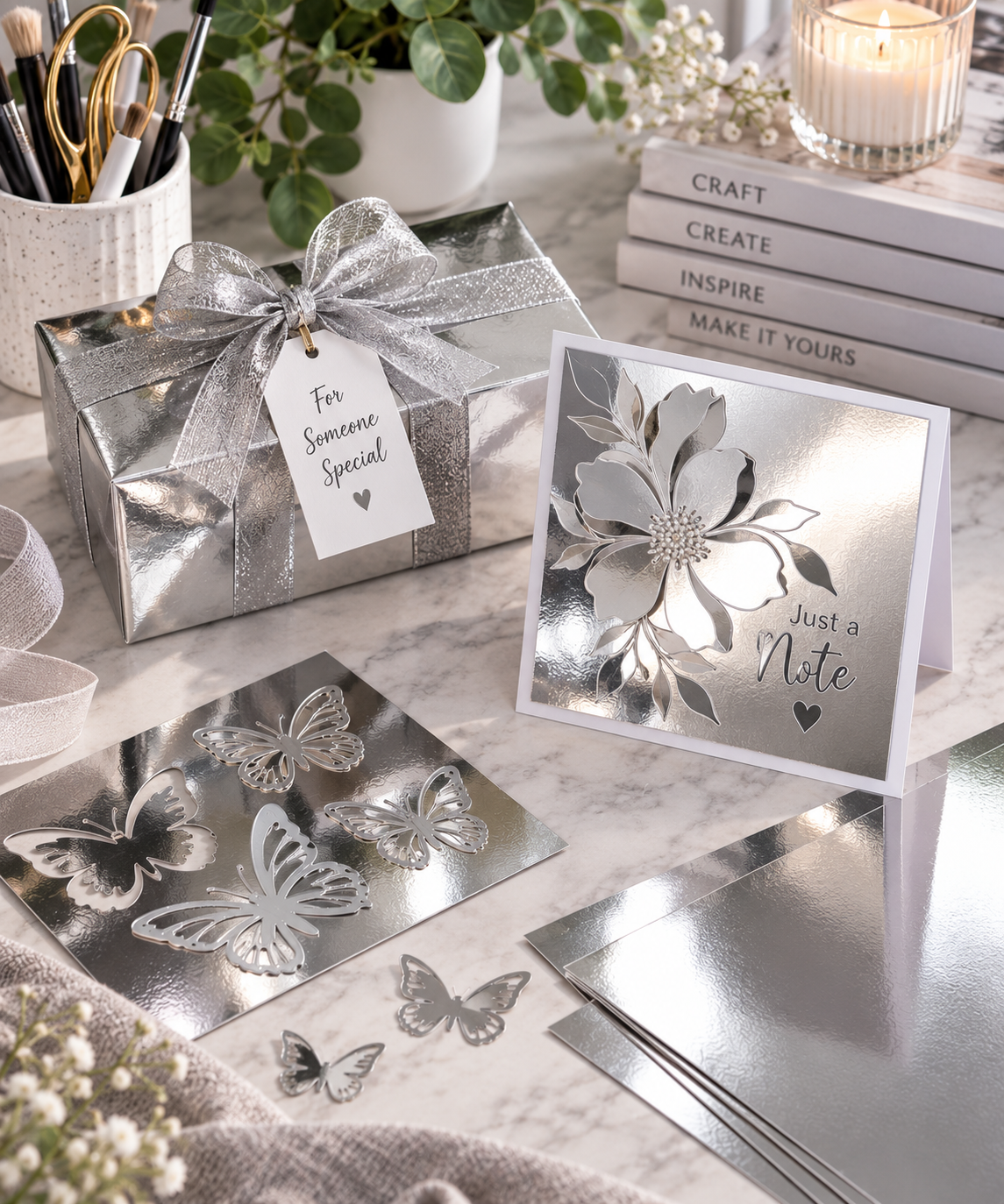Dovecraft Essentials A4 Mirror Card - Silver