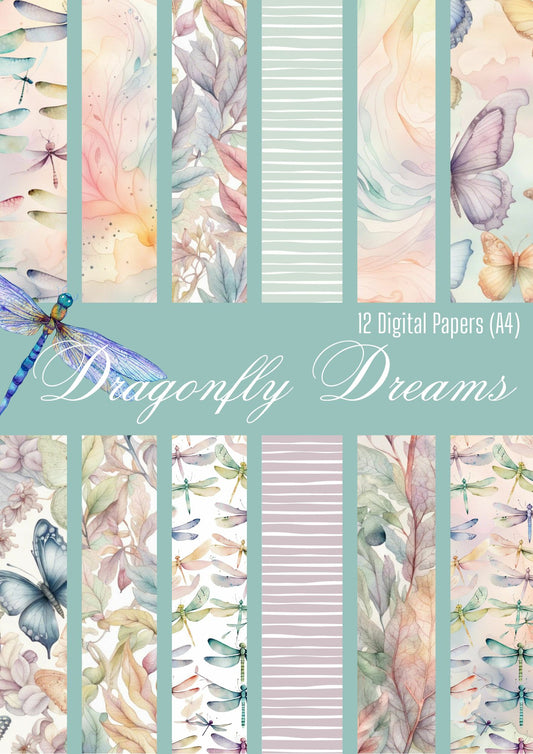 Digital Kit A4 Papers Dragonfly Dreams - 12 designs