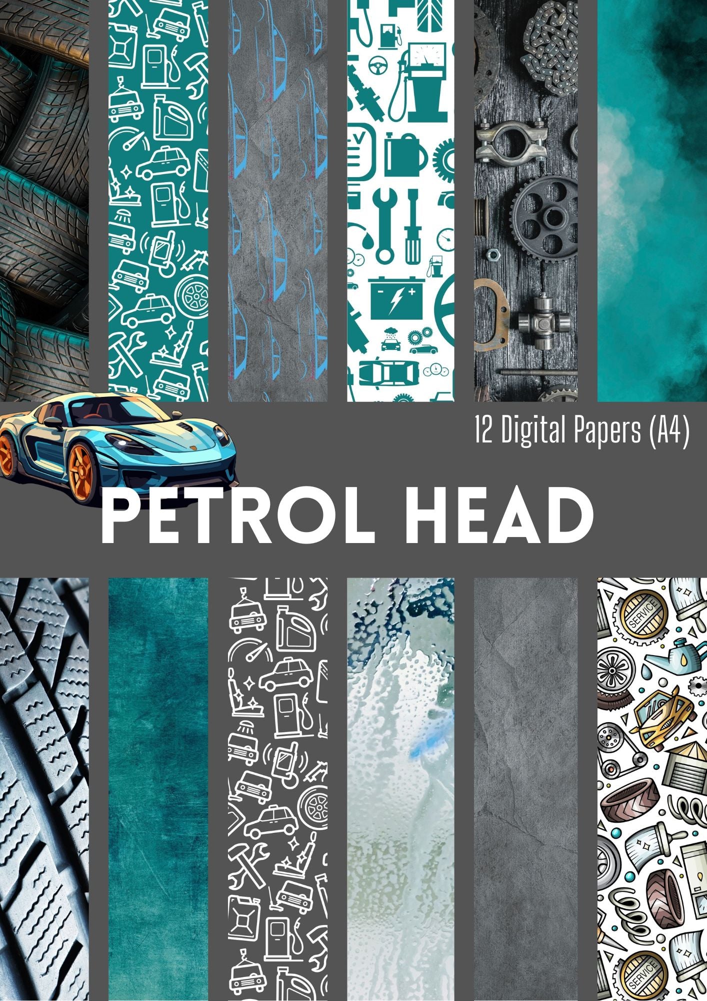 Digital Kit A4 Papers Petrol Head - 12 designs