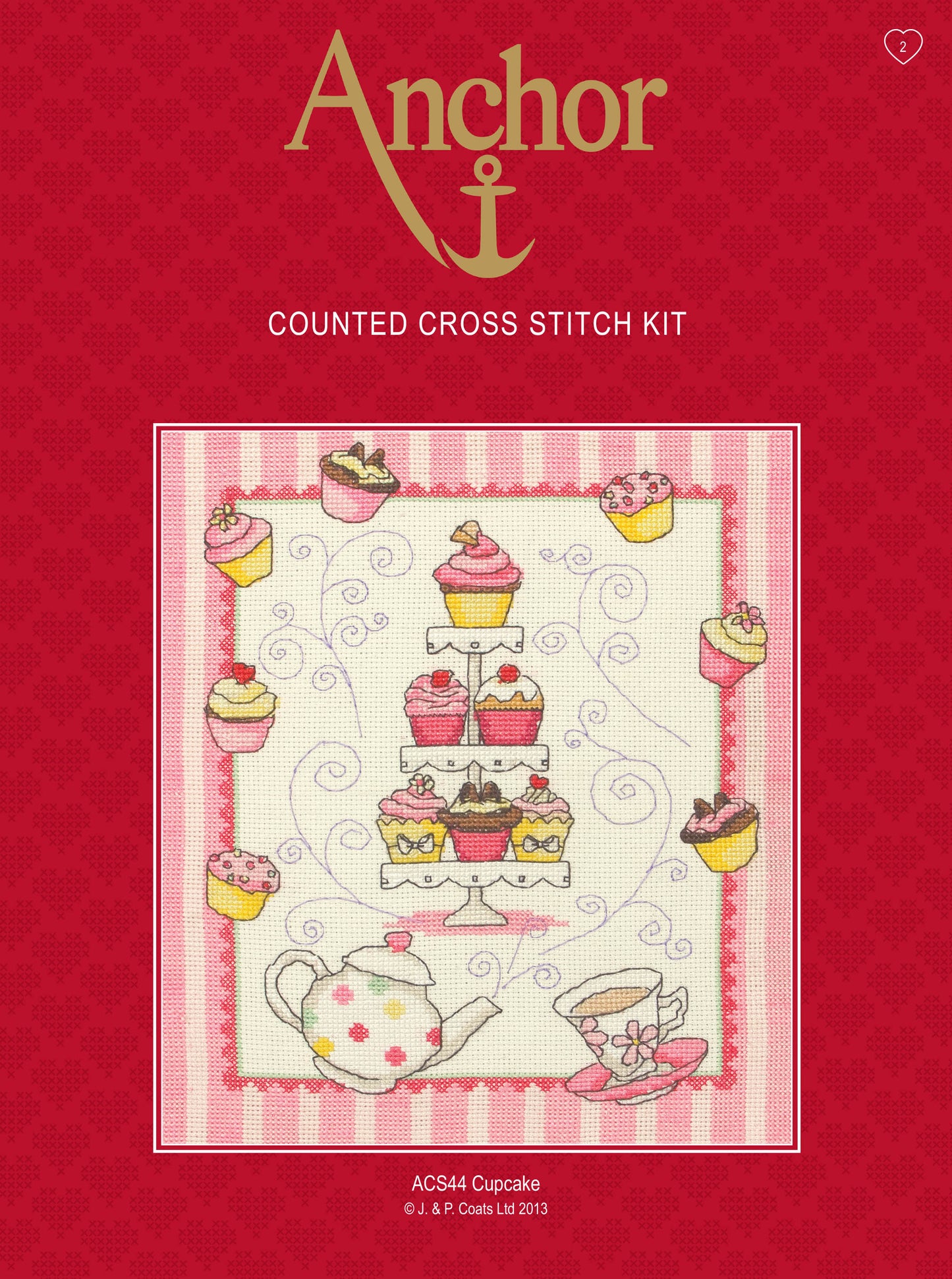 Anchor Counted Cross Stitch Kit Sampler Cupcake