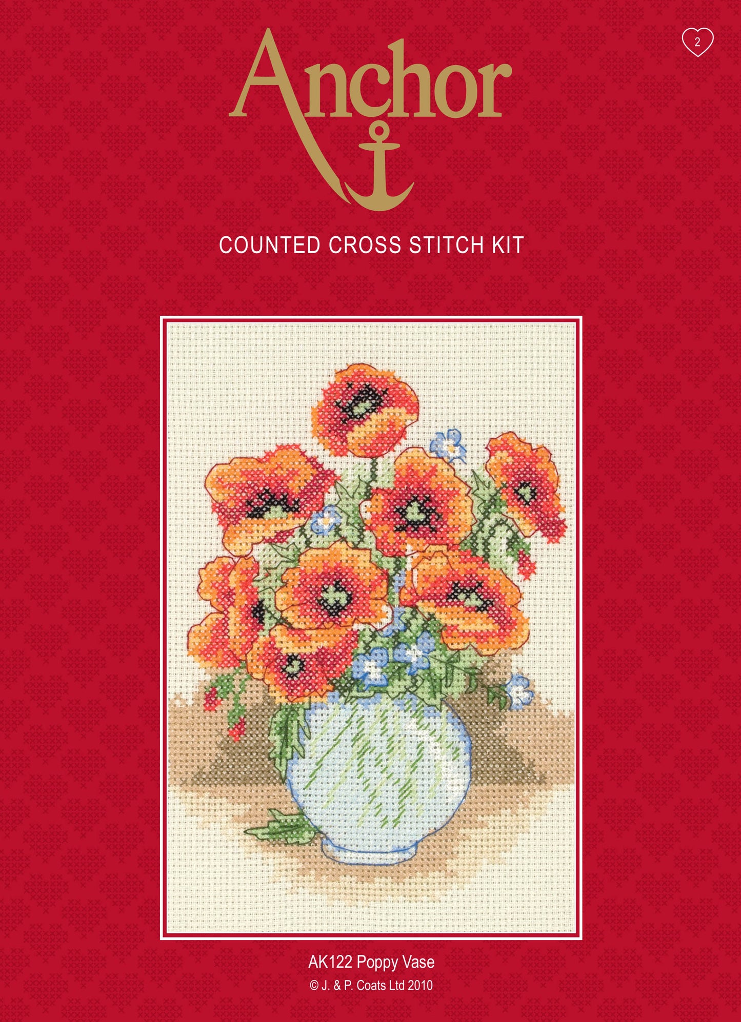 Anchor Counted Cross Stitch Kit Poppy Vase