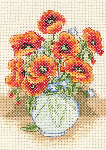 Anchor Counted Cross Stitch Kit Poppy Vase