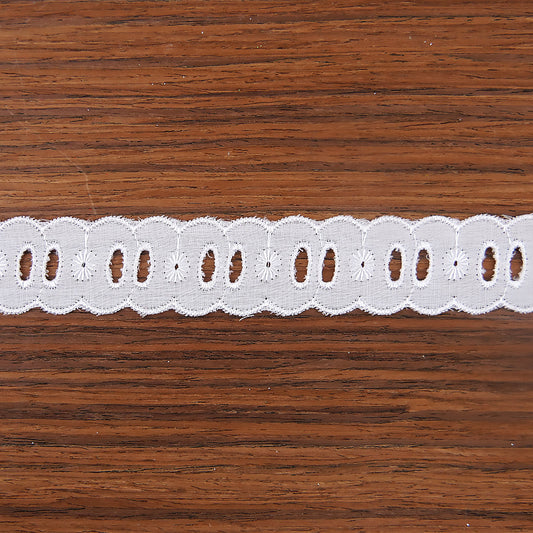 Broderie Anglais Ribbon Slot  1" wide White 13.7m (15 yards)