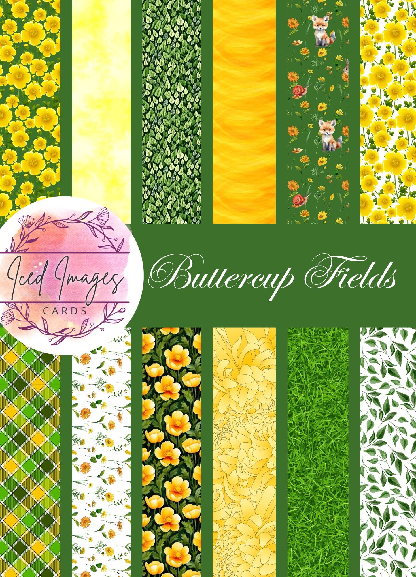 Digital Kit A4 Papers Buttercup Fields - 12 Designs