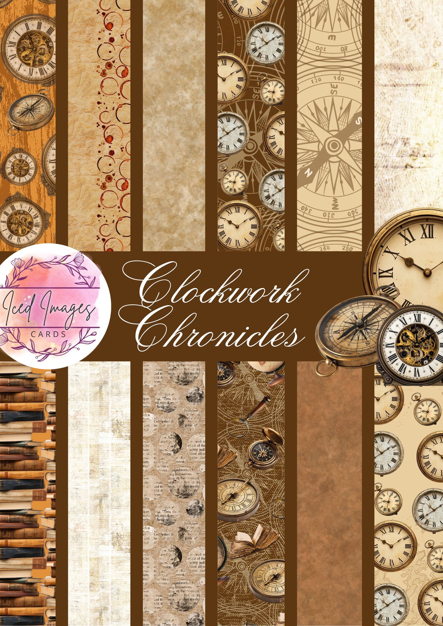 Digital Kit A4 Papers Clockwork Chronicles - 12 Designs