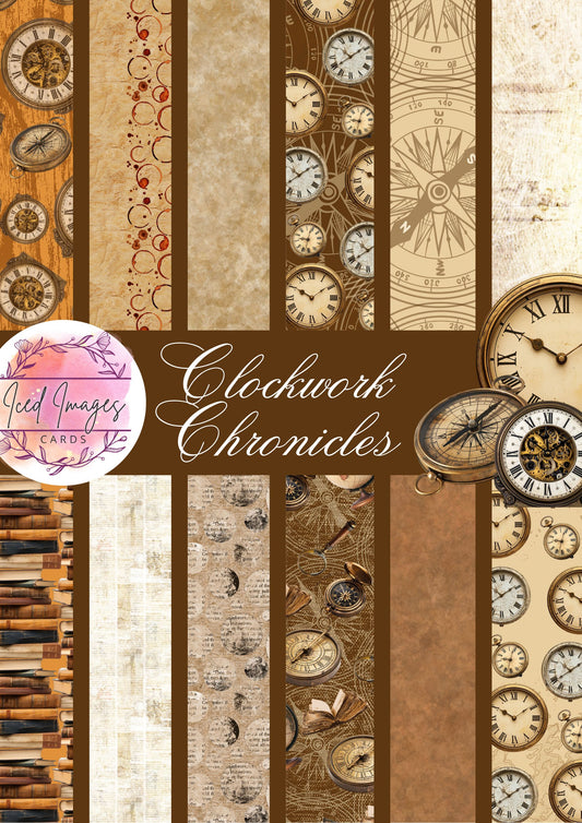Digital Kit A4 Papers Clockwork Chronicles - 12 Designs
