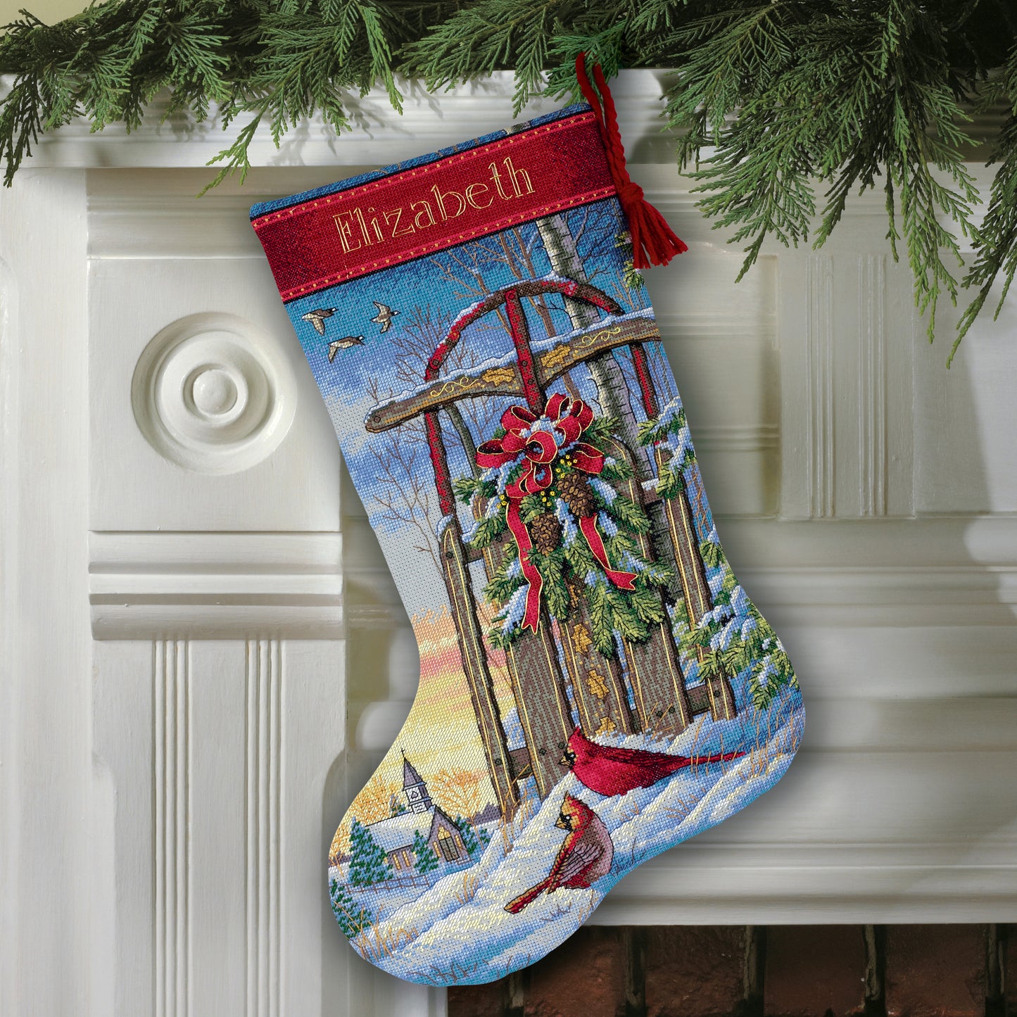 Dimensions Counted Cross Stitch Kit, Christmas Sled Stocking