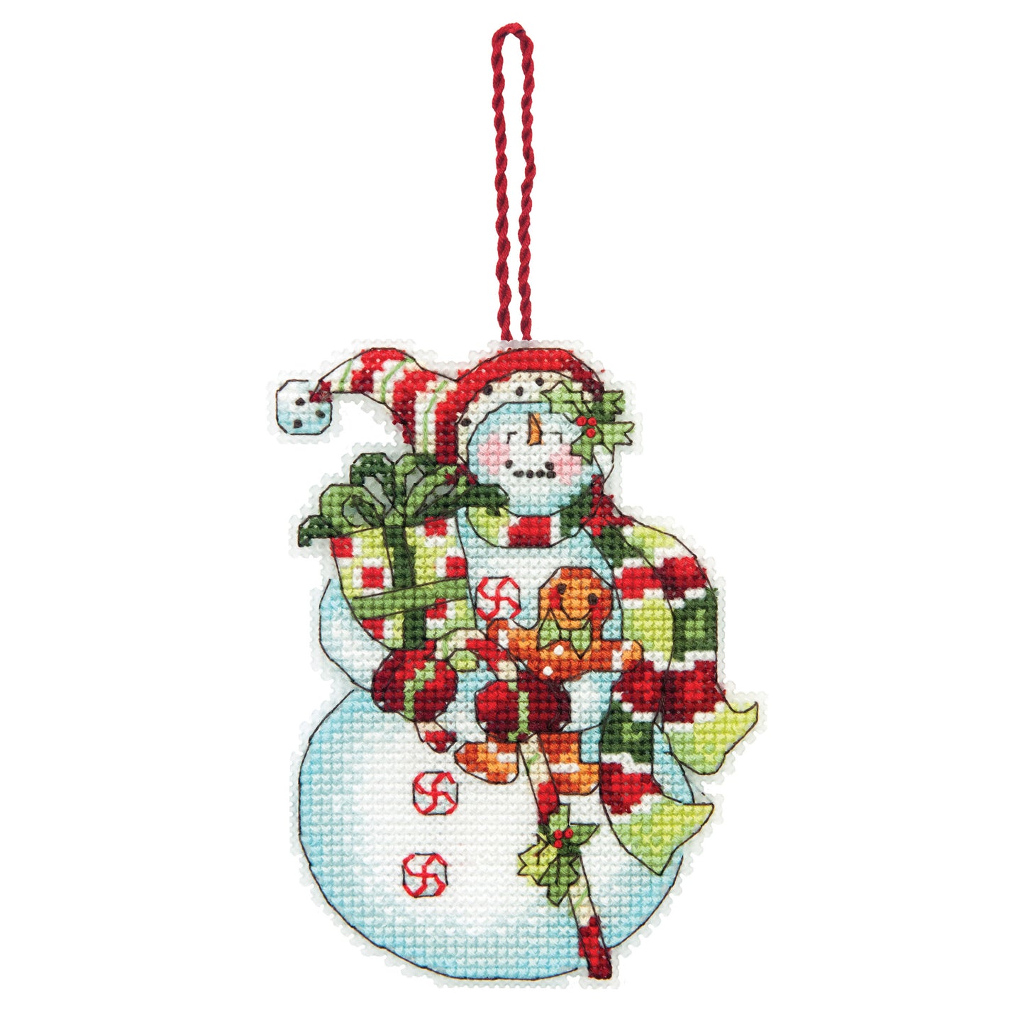 Dimensions Counted Cross Stitch Kit Christmas Snowman with Sweets Ornament