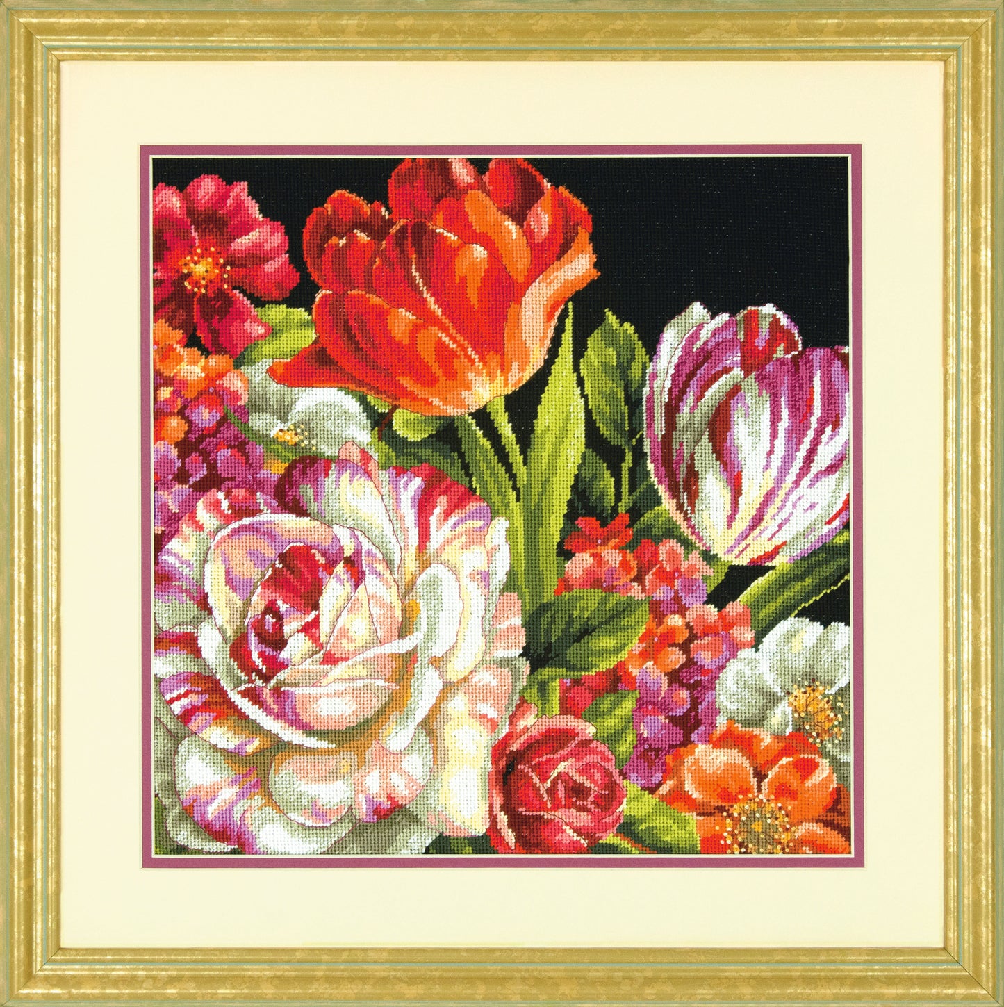 Dimensions Needlepoint Kit Bouquet on Black