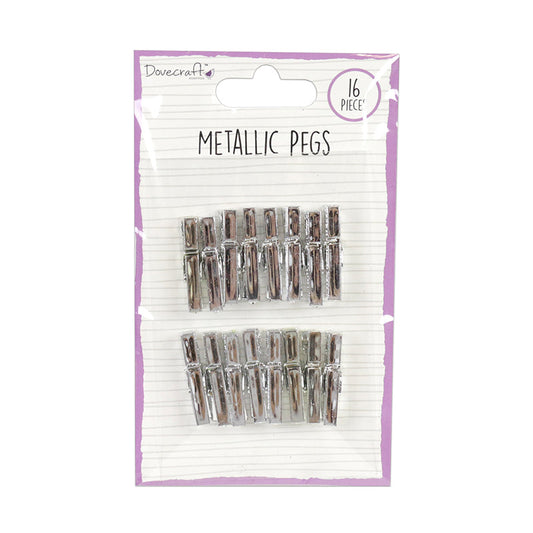 Dovecraft Essentials Metallic Pegs - Silver