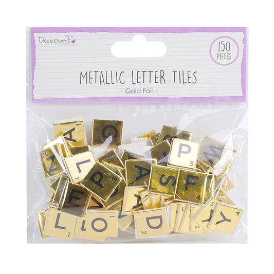 Dovecraft Essentials Metallic Letter Tiles - Gold
