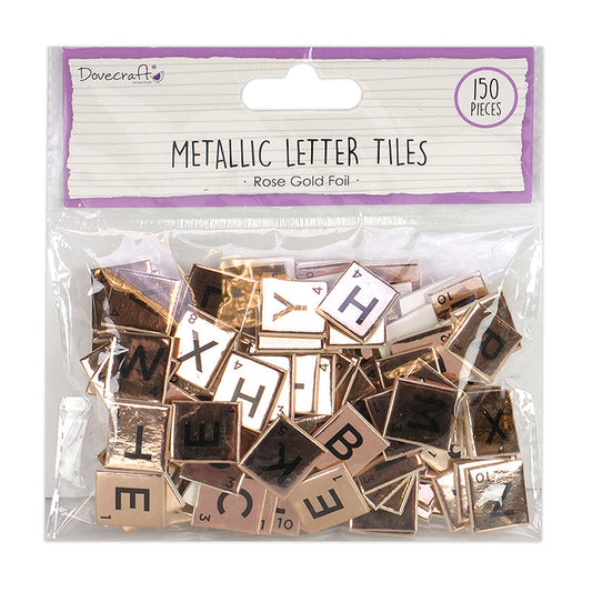 Dovecraft Essentials Metallic Letter Tiles - Rose Gold