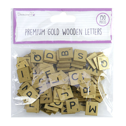 Dovecraft Essentials Premium Wooden Letters - Gold