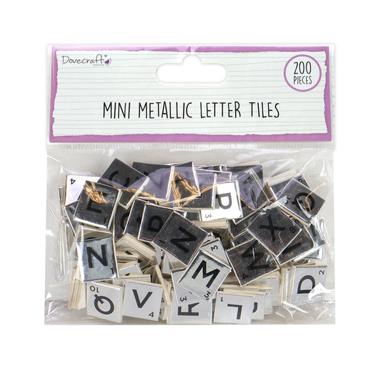 Dovecraft Essentials Mini Metallic Letter Tiles Silver