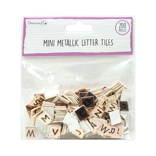 Dovecraft Essentials Mini Metallic Letter Tiles Rose Gold