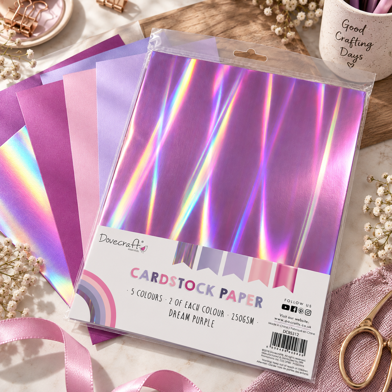 Dovecraft A4 Metallic Card 10 Pack – Dream Purple