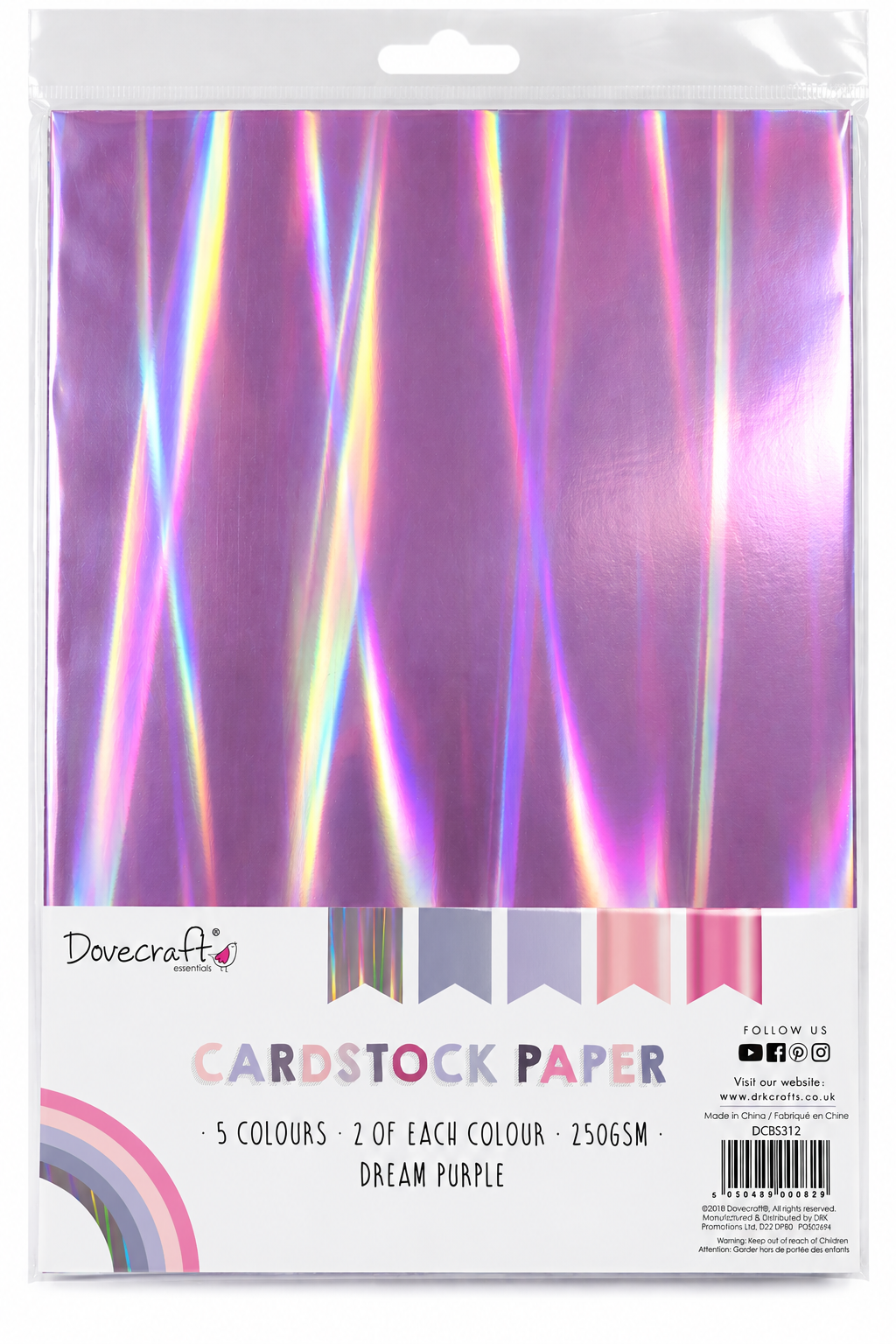 Dovecraft A4 Metallic Card 10 Pack – Dream Purple