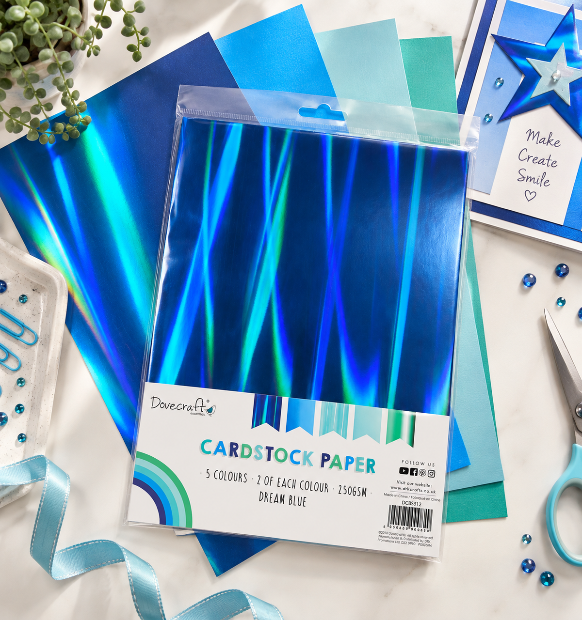 Dovecraft A4 Metallic Card 10 Pack – Dream Blue