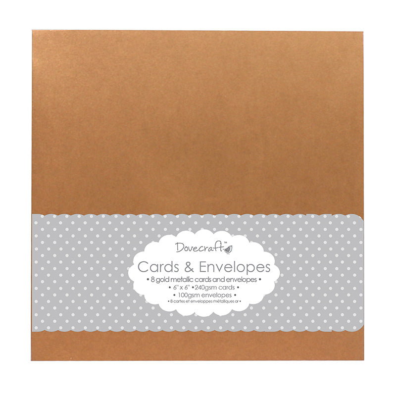 Dovecraft 8 Gold Metallic 6x6 Cards & Envelopes