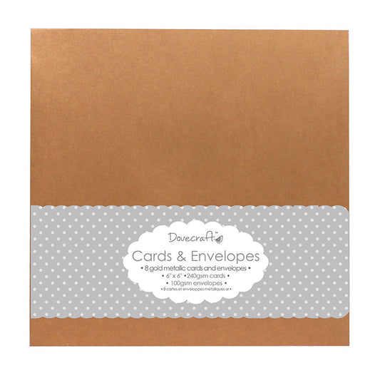 Dovecraft 8 Gold Metallic 6x6 Cards & Envelopes