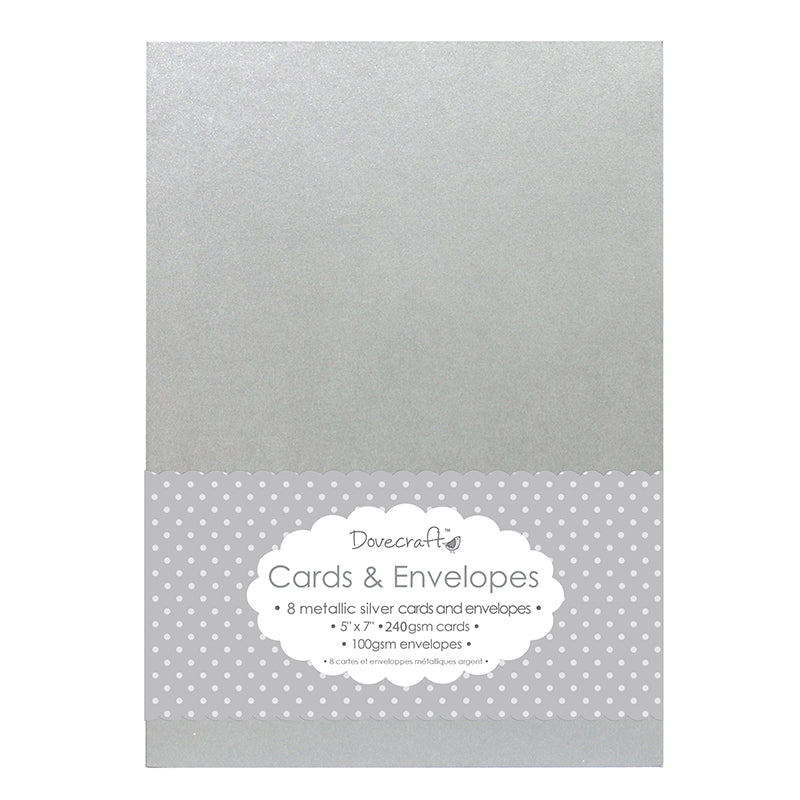 Dovecraft 8 Silver Metallic 5x7 Cards & Envelopes