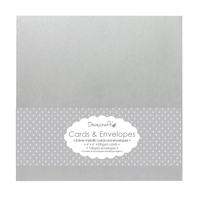 Dovecraft 8 Silver Metallic 6x6 Cards & Envelopes