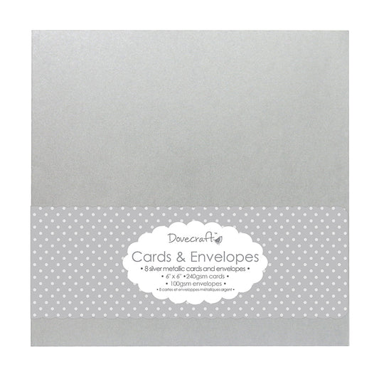 Dovecraft 8 Silver Metallic 6x6 Cards & Envelopes