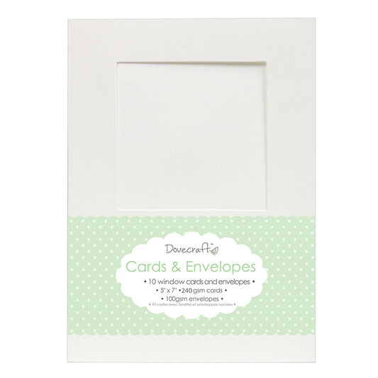 Dovecraft 10 Square Window 5x7 Cards & Envelopes