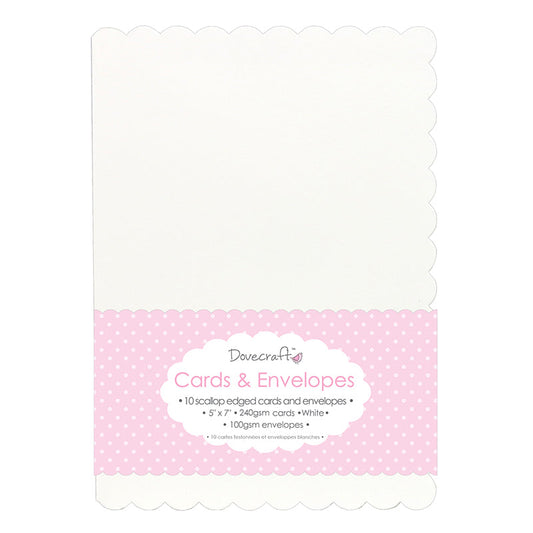 Dovecraft 10 Die Cut Scallop Edged 5x7 Cards & Envelopes