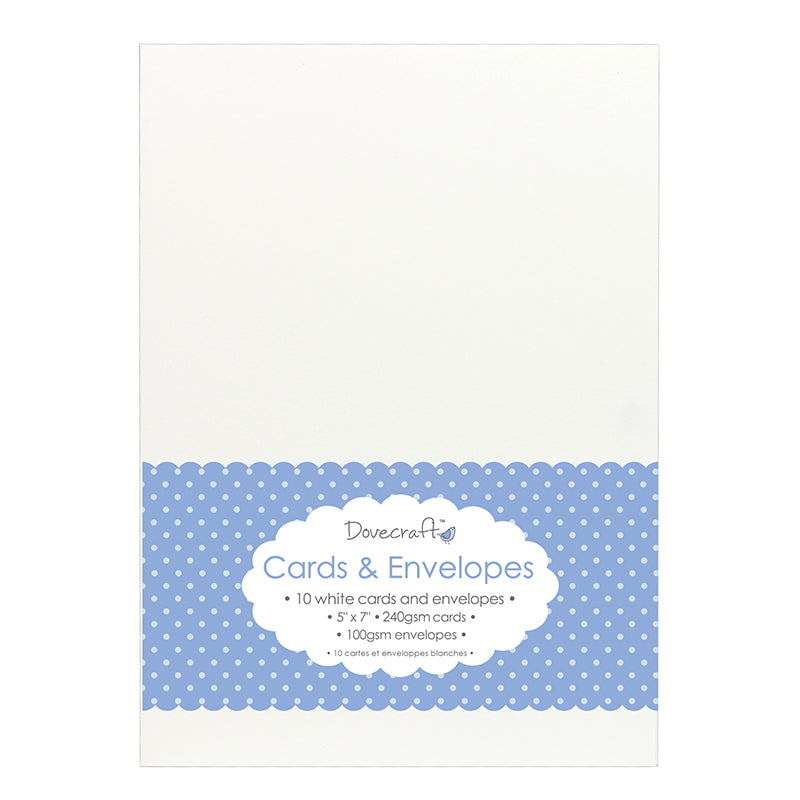 Dovecraft 10 White 5x7 Cards & Envelopes
