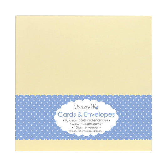 Dovecraft 10 Cream 6x6 Cards & Envelopes