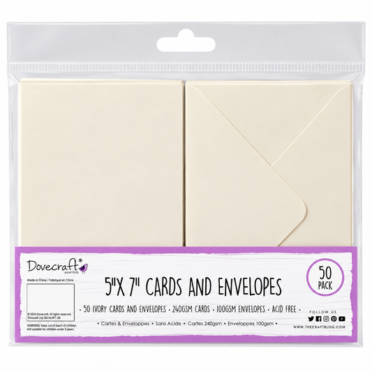 Dovecraft 50 Ivory 5 x 7 inch Cards & Envelopes - 50 Pack