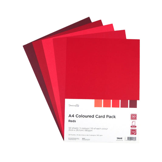 DCCRD012 Dovecraft - A4 Coloured Card Pack - Red - Product Image 2.jpg