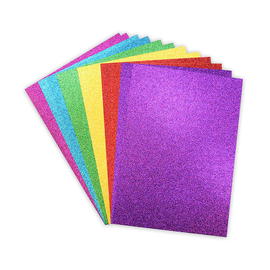 A4 Double Sided Glitter Bumper Pack - Rainbow Bright - 350gsm - 12 Sheets