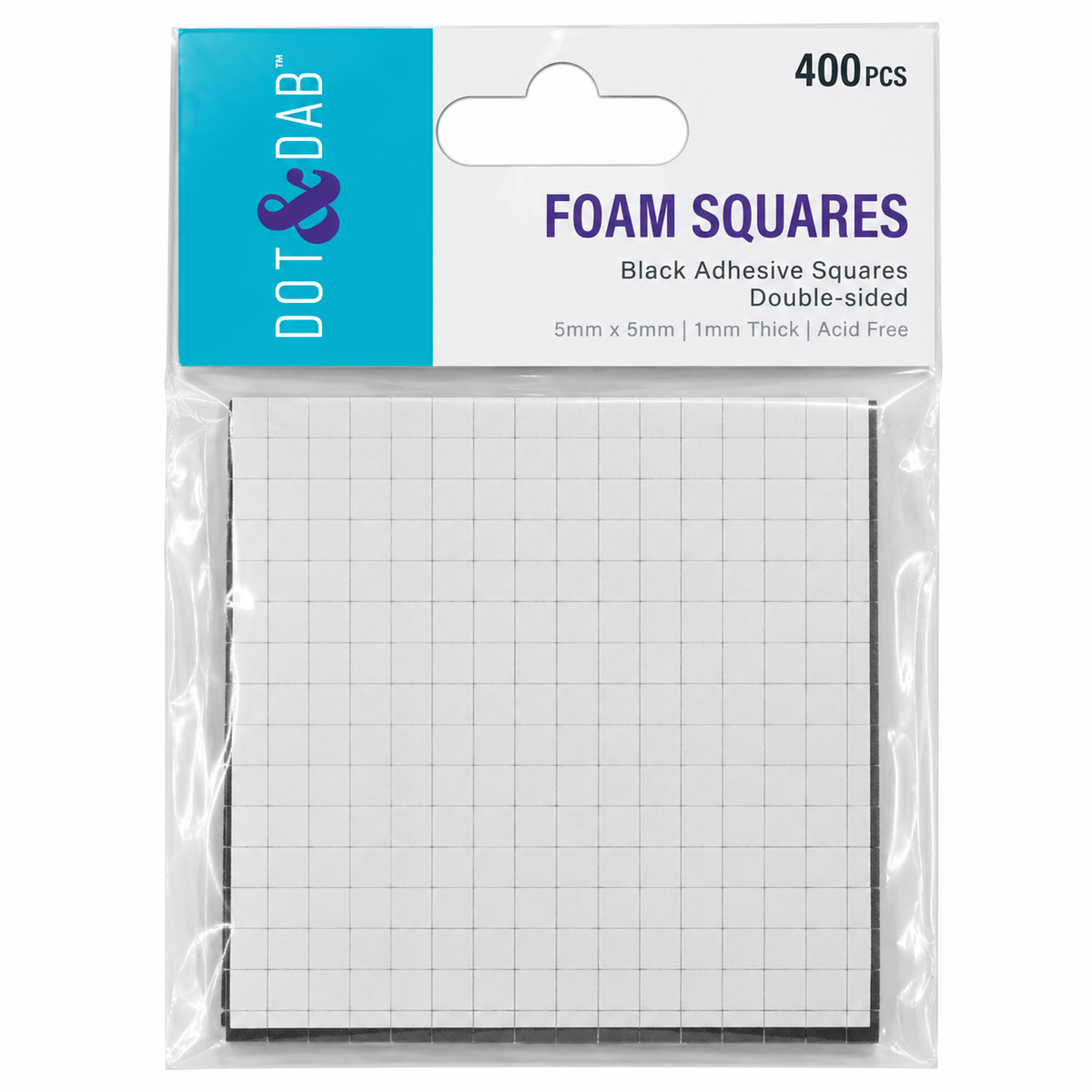 Dot & Dab Foam Squares 1mm Black – 400 Pack