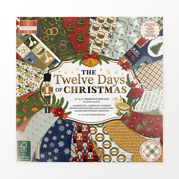 First Edition FSC 12x12 Christmas Paper Pad - 12 Days of Christmas