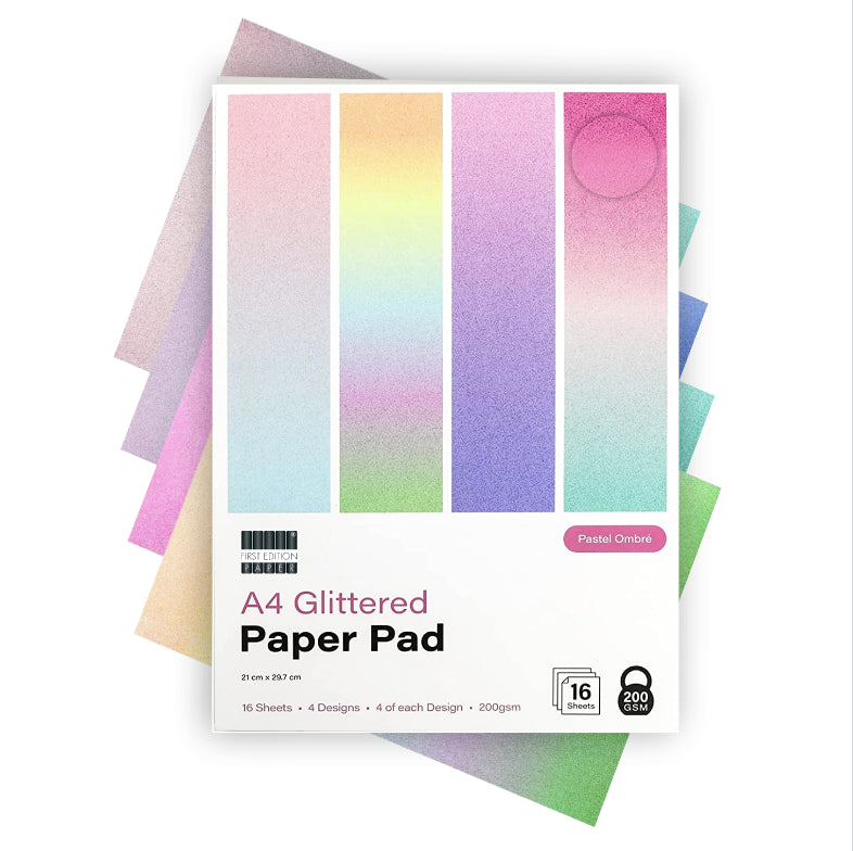 First Edition 21cm x 29.7cm A4 Glittered Paper Pad | Pastel Ombre