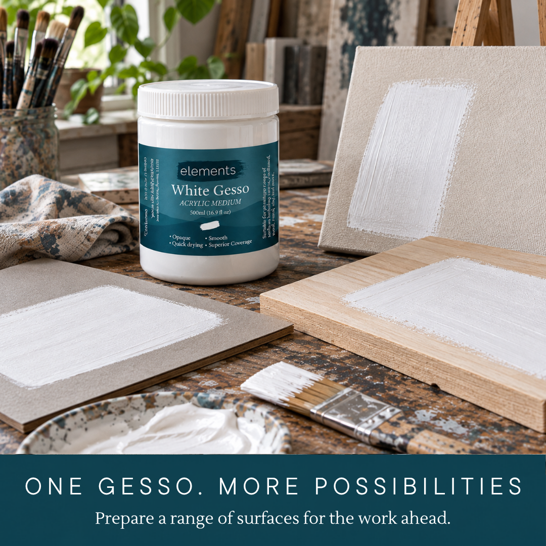 Elements White Gesso 500ml – Art & Craft Essential
