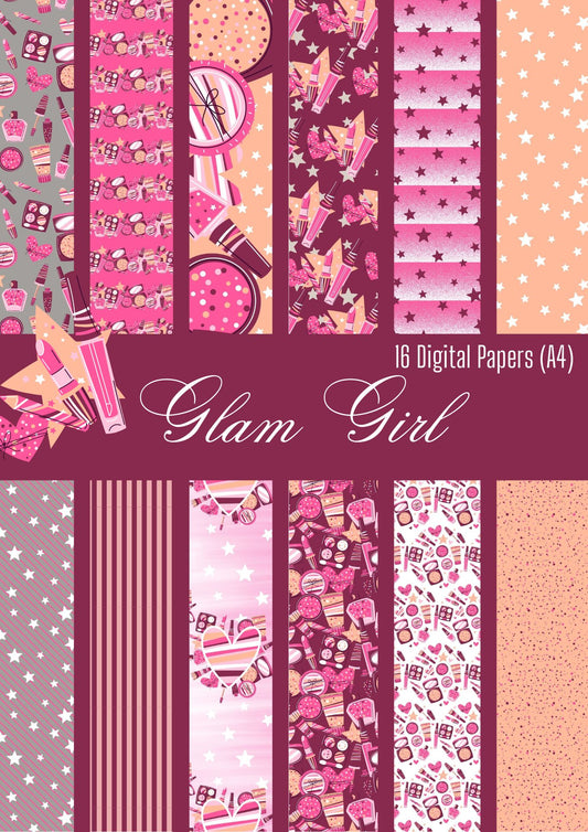 Digital Kit A4 Papers Glam Girl - 12 designs