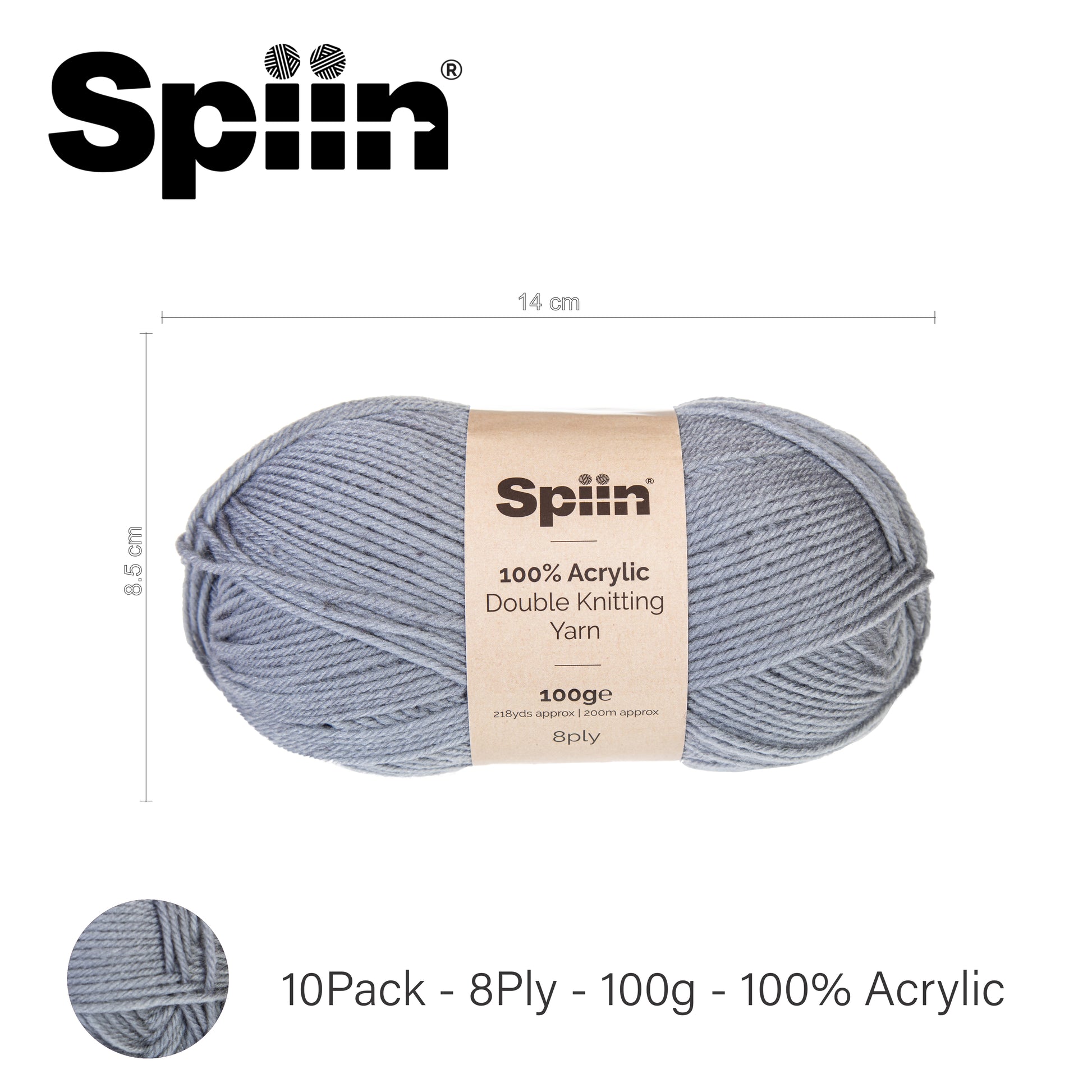 Spiin Quality Double Knit Acrylic Yarn: White - 100g Spiin Quality Double Knit Acrylic Yarn: White - 100g