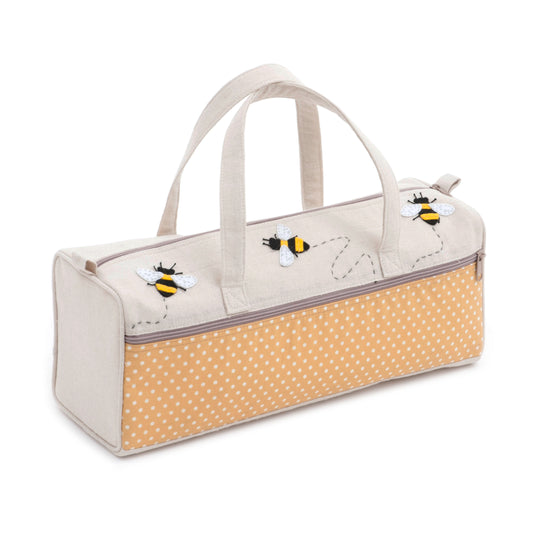 Applique Knitting Bag - Fabric Handles - Bee - Hobbygift Premium